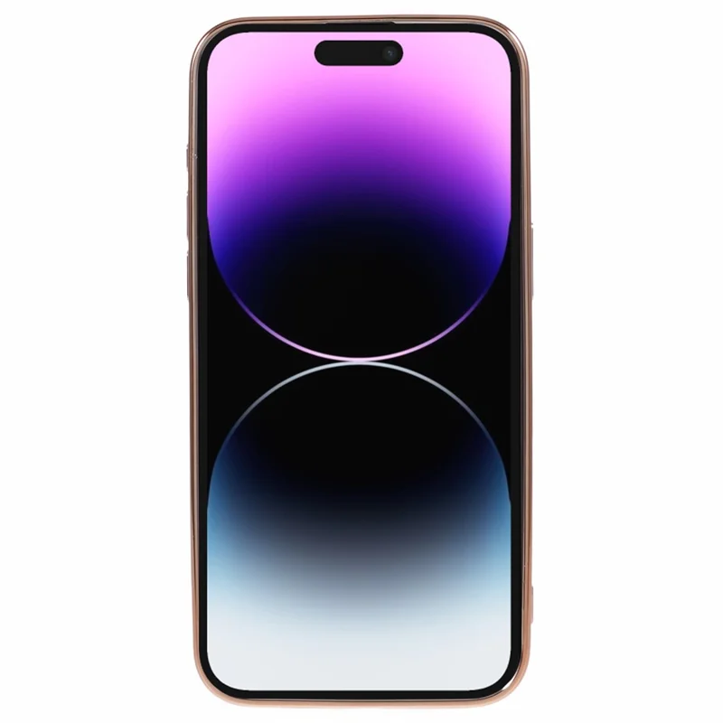 For iPhone 14 Pro Max Electroplating Phone Case Soft TPU Back Cover with Plush Love-Heart Strap - Black