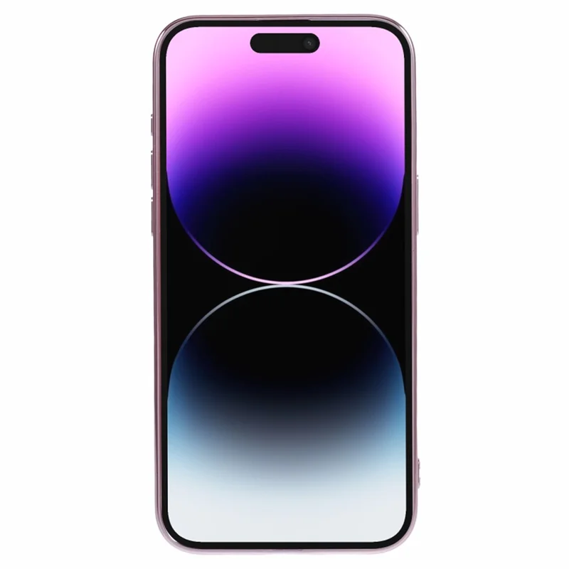 For iPhone 14 Pro Phone Case Electroplating TPU Phone Cover with Plush Love-Heart Strap - Pink