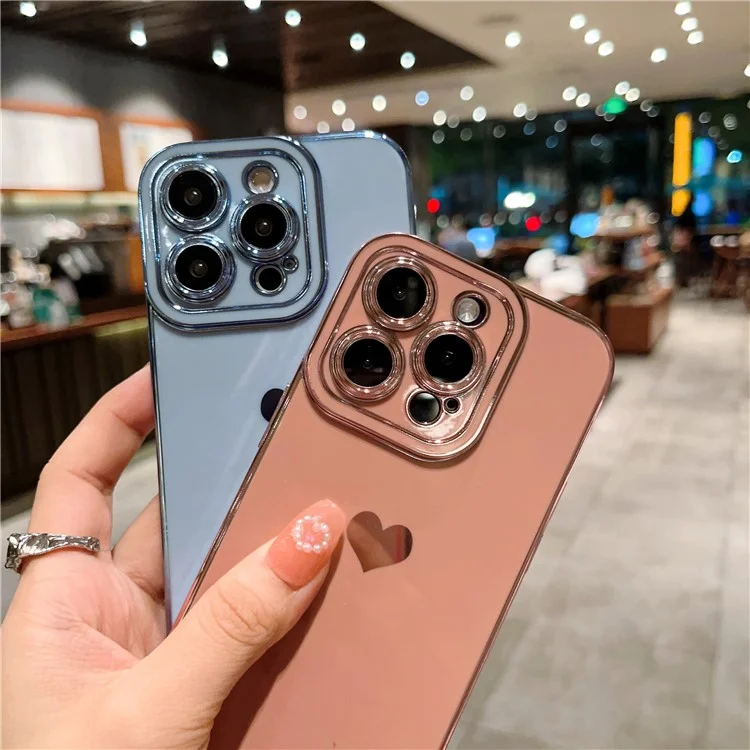 For iPhone 14 Pro Max TPU Phone Case Love Heart 6D Electroplating Phone Cover - Blue