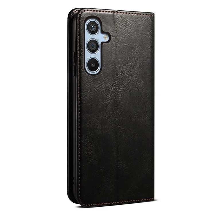 Per Samsung Galaxy M14 5G Wallet Waxy Crazy Horse Texture Leather Phone Case Stand Cell Phone Cover - Nero