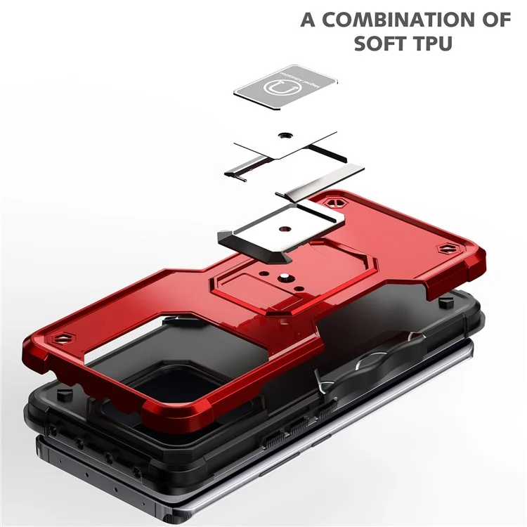 For Xiaomi 13 Pro 5G Mobile Phone Case Kickstand Hard PC+TPU Cover Work for Magnetic Car Mount - Red