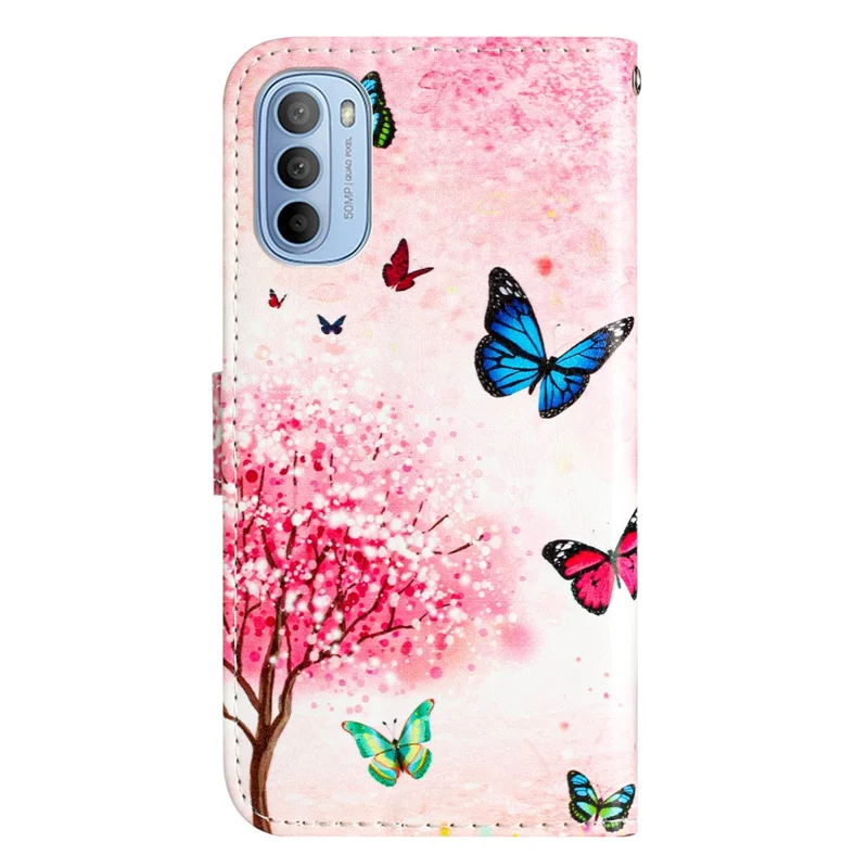Til Motorola Moto G31 4G / G41 4G Wallet-taske i mønsterprintet PU-læder med flipdæksel og stander - Sakura