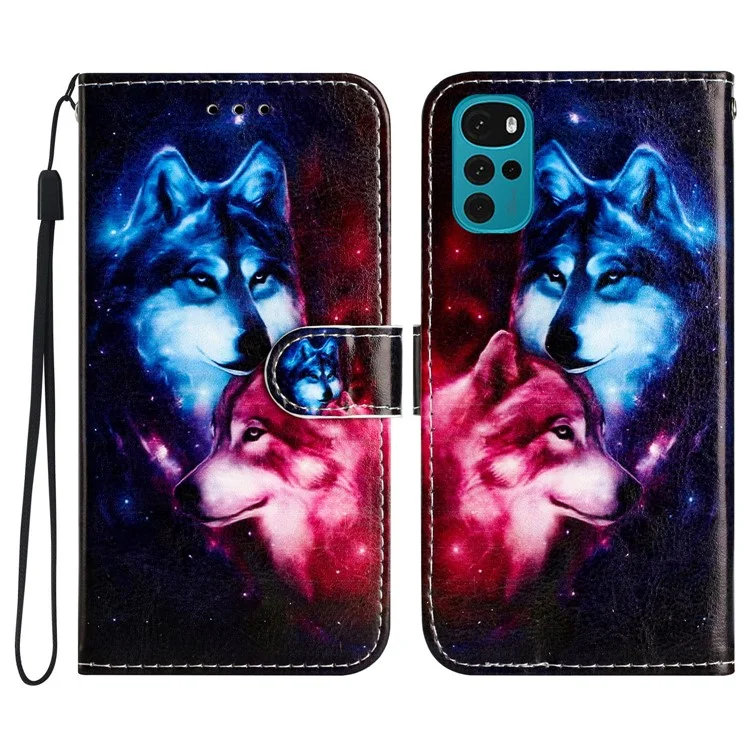 Cover Flip in Pelle PU per Motorola Moto G22 Custodia Antishock Stampa a Motivo Wallet Cover per Telefono - Lupi