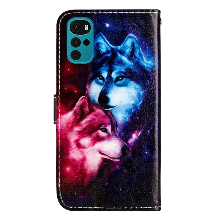Cover Flip in Pelle PU per Motorola Moto G22 Custodia Antishock Stampa a Motivo Wallet Cover per Telefono - Lupi