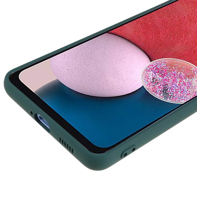 For Samsung Galaxy A13 4G Fiber Lining TPU Phone Case Rubberized Surface Shockproof Phone Cover - Army Green