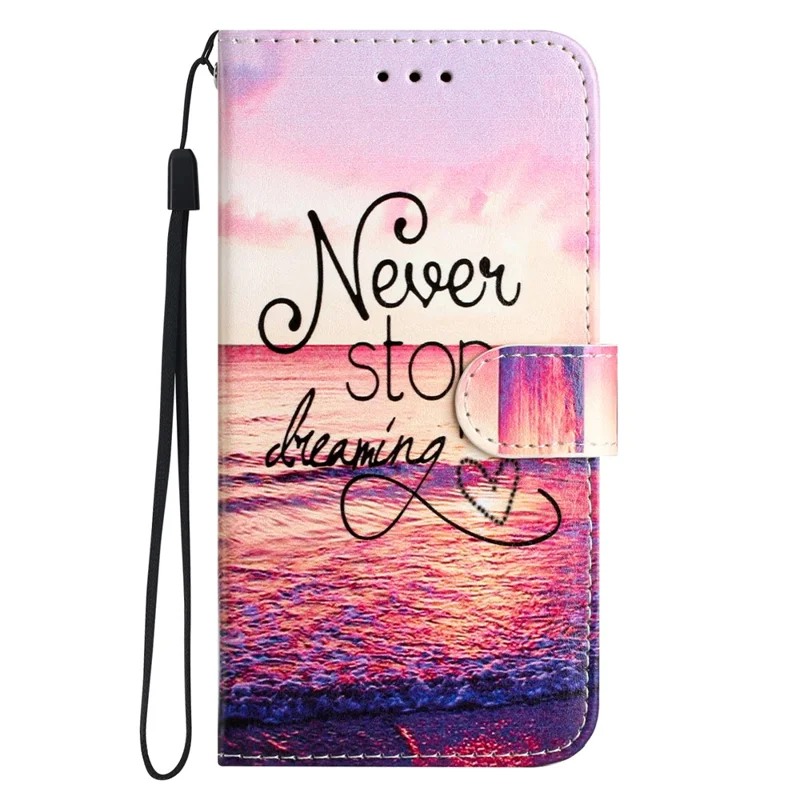 For Motorola Moto E20 / E30 / E40 Protective Cover Wallet Phone Case Pattern Printing PU Leather Flip Cover - Never Stop Dreaming