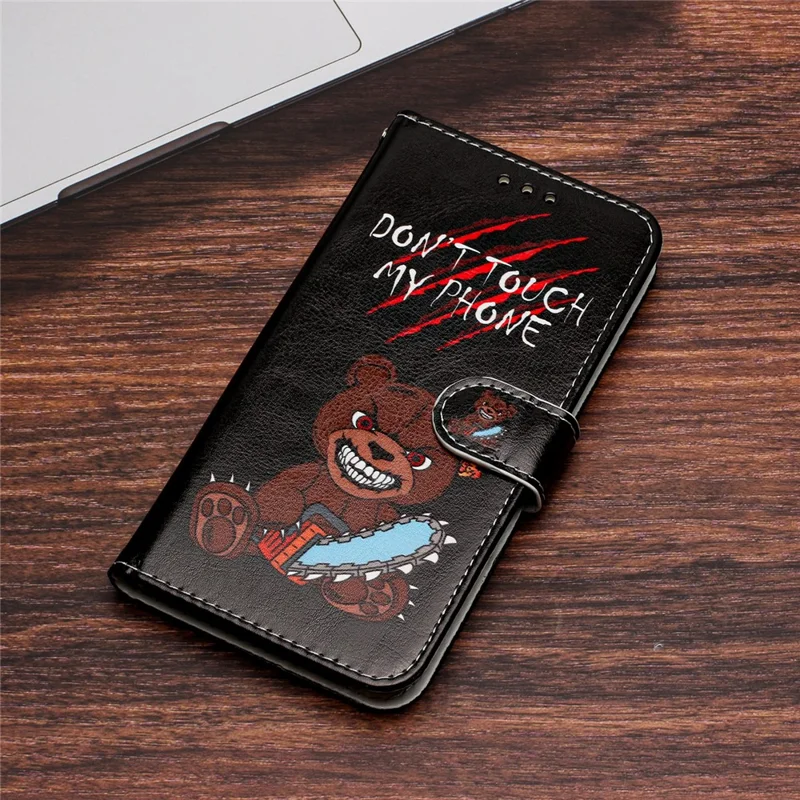 For Motorola Moto E20 / E30 / E40 Protective Cover Wallet Phone Case Pattern Printing PU Leather Flip Cover - Don't Touch My Phone