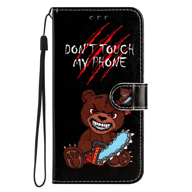 For Motorola Moto E20 / E30 / E40 Protective Cover Wallet Phone Case Pattern Printing PU Leather Flip Cover - Don't Touch My Phone