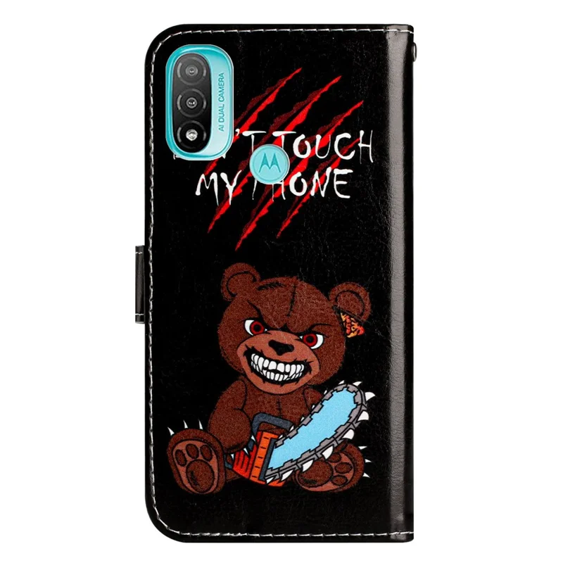 For Motorola Moto E20 / E30 / E40 Protective Cover Wallet Phone Case Pattern Printing PU Leather Flip Cover - Don't Touch My Phone