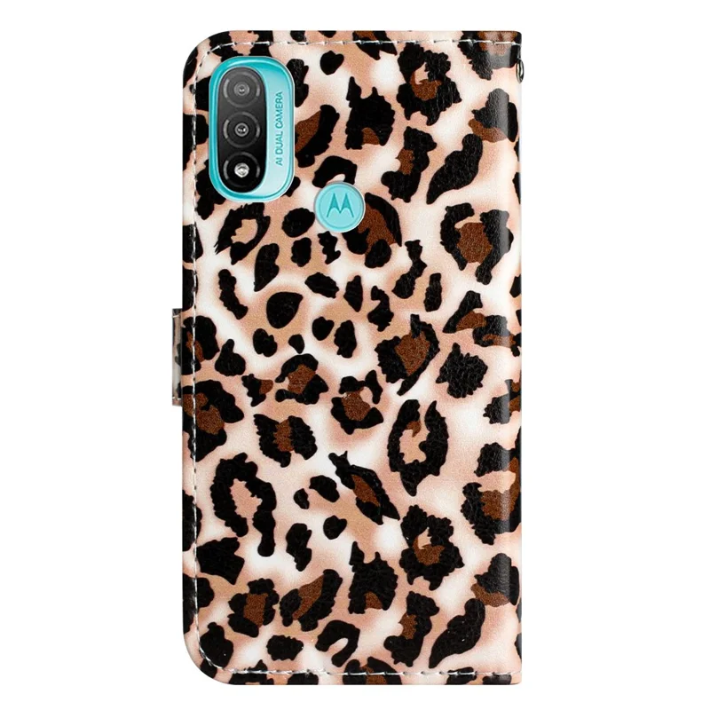 For Motorola Moto E20 / E30 / E40 Protective Cover Wallet Phone Case Pattern Printing PU Leather Flip Cover - Leopard Print