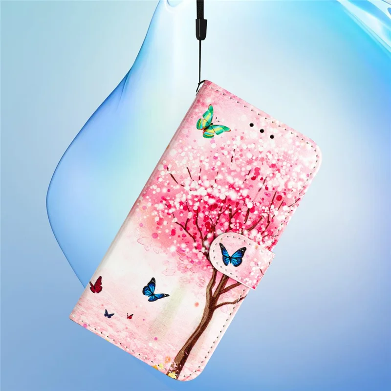 For Motorola Moto E20 / E30 / E40 Protective Cover Wallet Phone Case Pattern Printing PU Leather Flip Cover - Sakura
