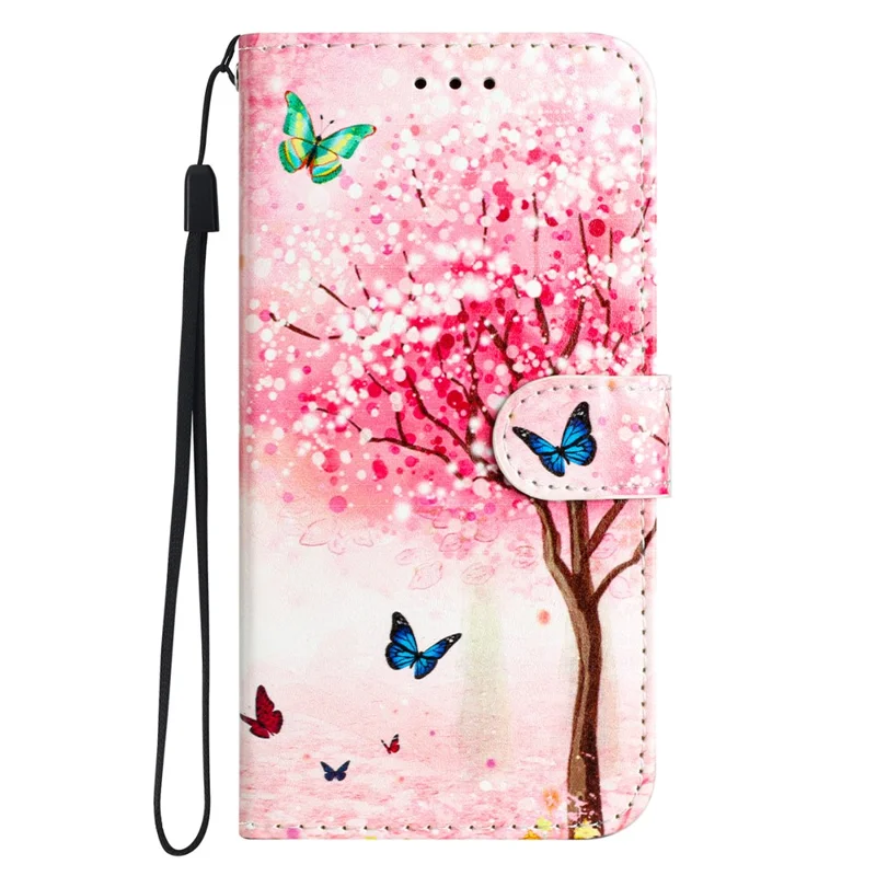 For Motorola Moto E20 / E30 / E40 Protective Cover Wallet Phone Case Pattern Printing PU Leather Flip Cover - Sakura