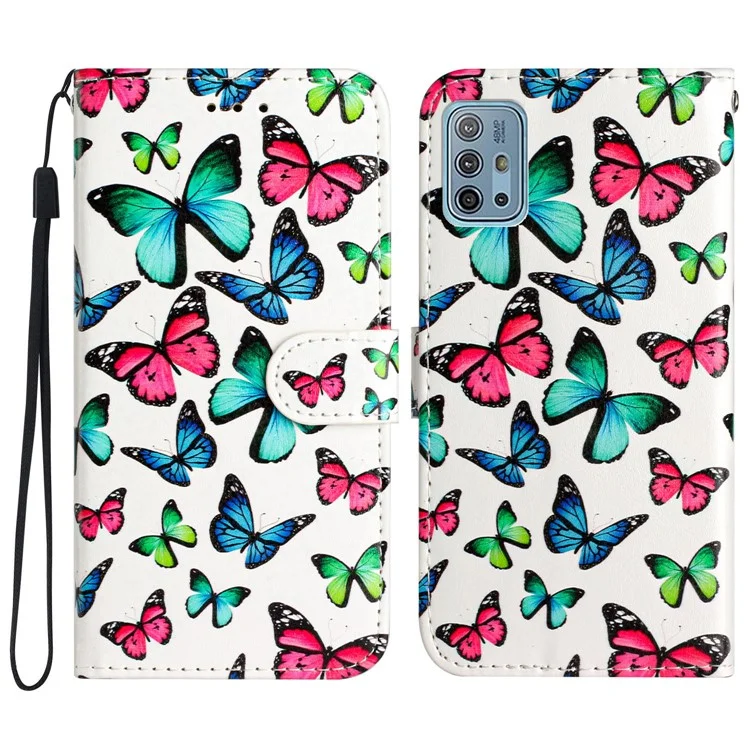 Pour Motorola Moto G10 / G30 / G20 Étui antichoc Anti-Drop Wallet Phone Case Impression de motifs Housse en cuir - Couleur Papillon
