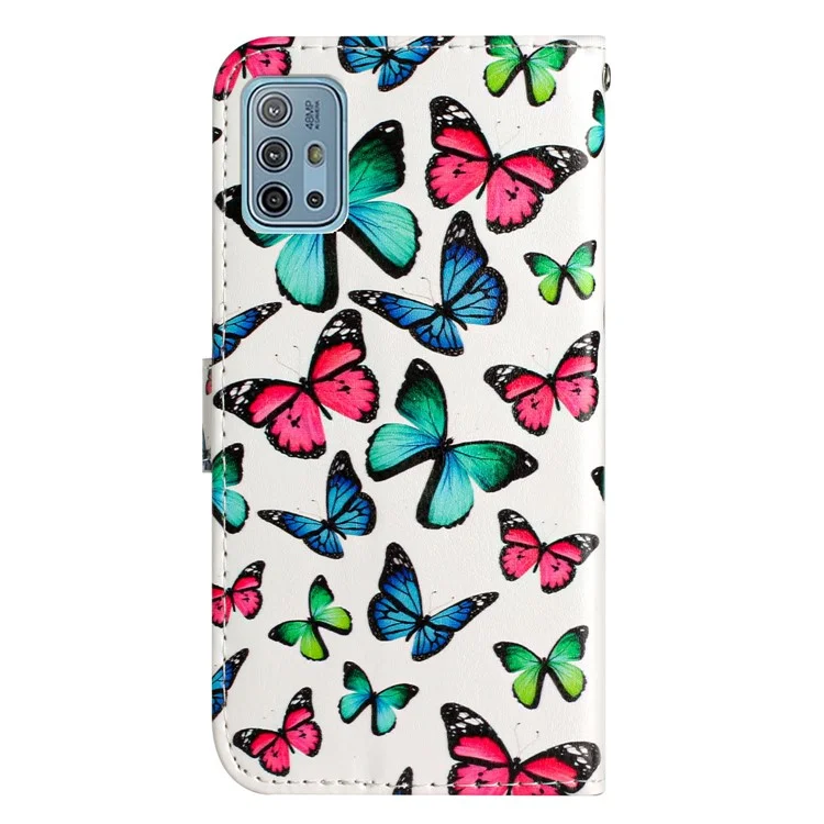 Pour Motorola Moto G10 / G30 / G20 Étui antichoc Anti-Drop Wallet Phone Case Impression de motifs Housse en cuir - Couleur Papillon
