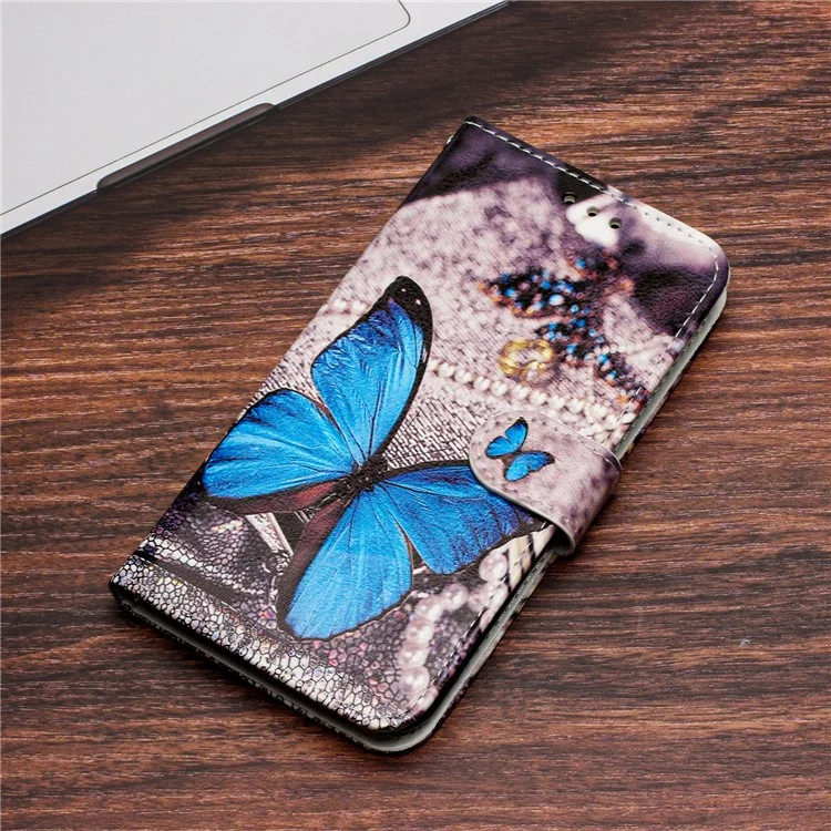 Противоударный чехол для Xiaomi 12 Lite 5G PU Leather Flip Cover Pattern Printing Wallet Phone Case - Синяя бабочка