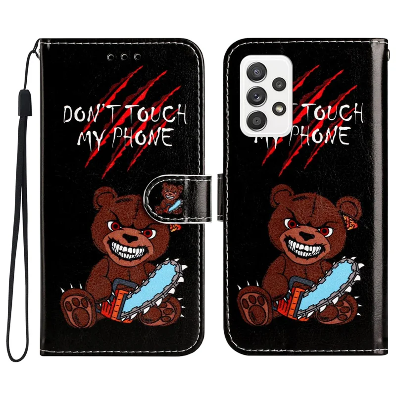 For Samsung Galaxy A23 5G (Global Version) Wallet Phone Case PU Leather Pattern Printing Stand Flip Cover - Don't Touch My Phone