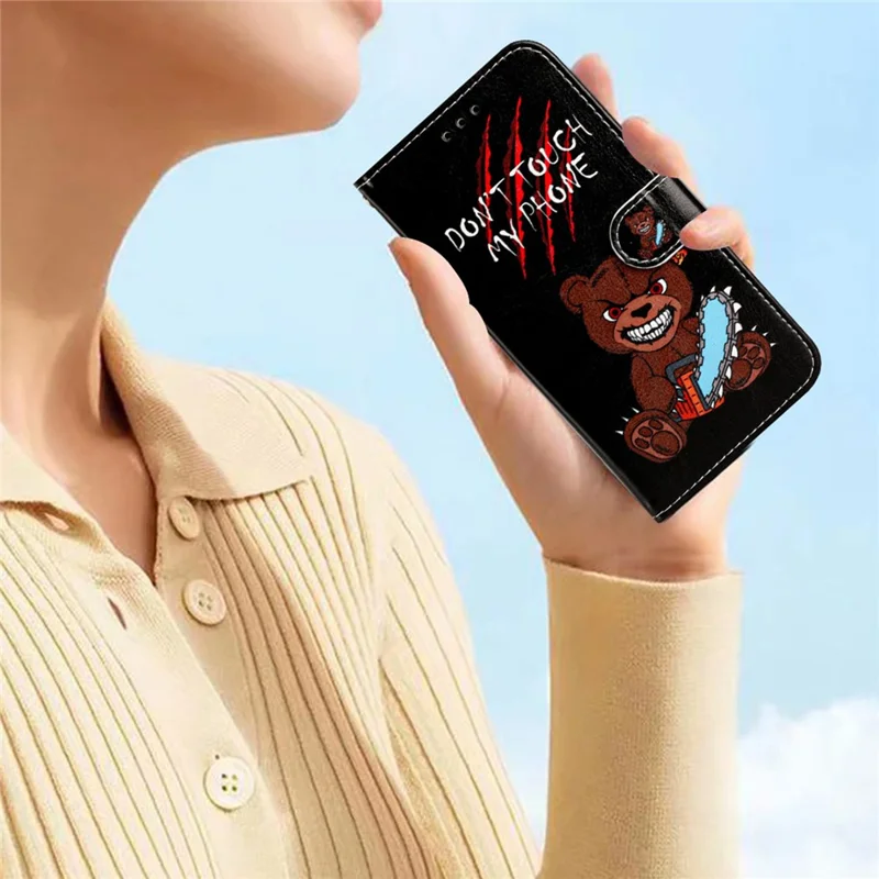 For Samsung Galaxy A23 5G (Global Version) Wallet Phone Case PU Leather Pattern Printing Stand Flip Cover - Don't Touch My Phone
