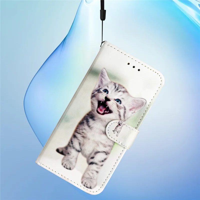 For Samsung Galaxy A54 5G PU Leather Flip Case Wallet Stand Feature Pattern Printing Phone Cover - Happy Cat