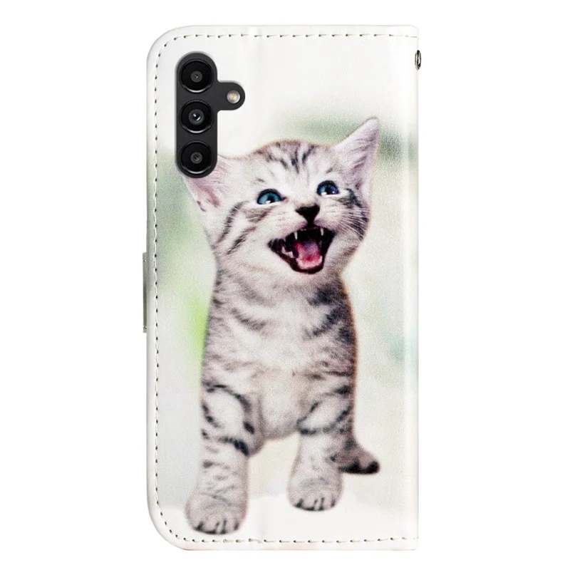 For Samsung Galaxy A54 5G PU Leather Flip Case Wallet Stand Feature Pattern Printing Phone Cover - Happy Cat
