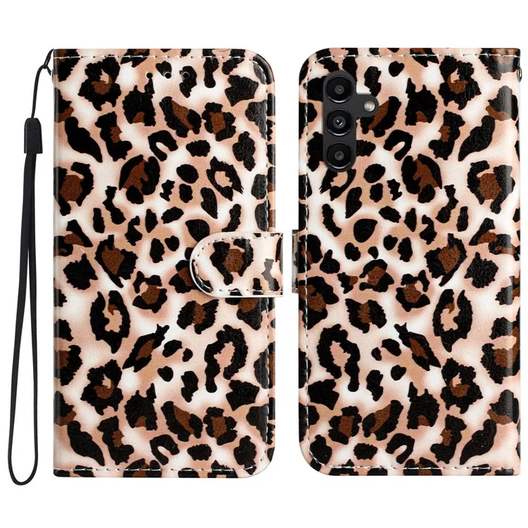 For Samsung Galaxy A54 5G PU Leather Flip Case Wallet Stand Feature Pattern Printing Phone Cover - Leopard Print