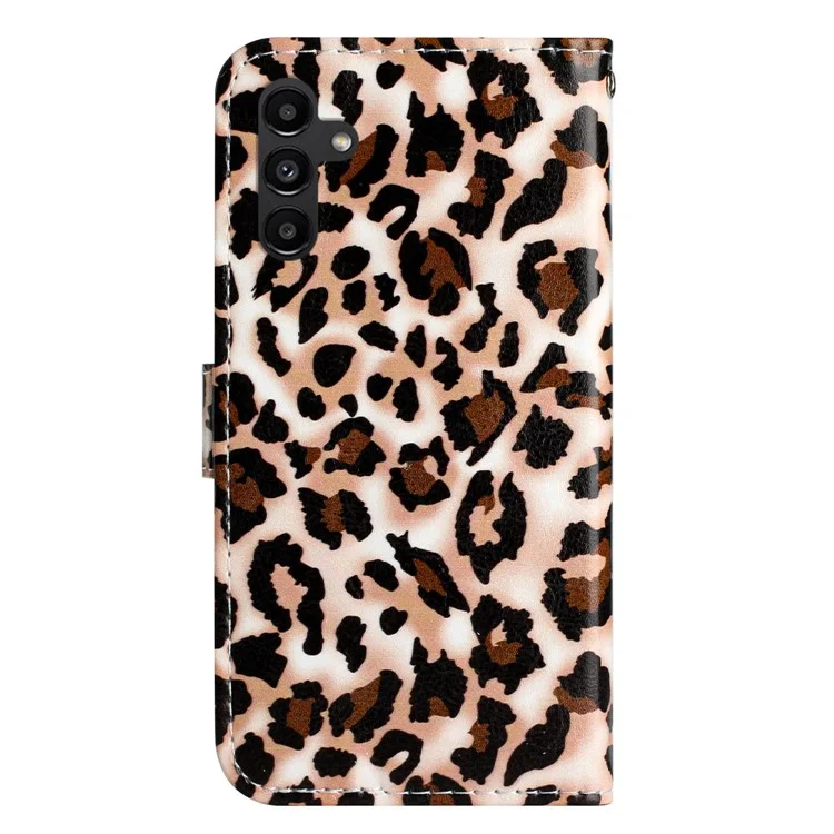 For Samsung Galaxy A54 5G PU Leather Flip Case Wallet Stand Feature Pattern Printing Phone Cover - Leopard Print