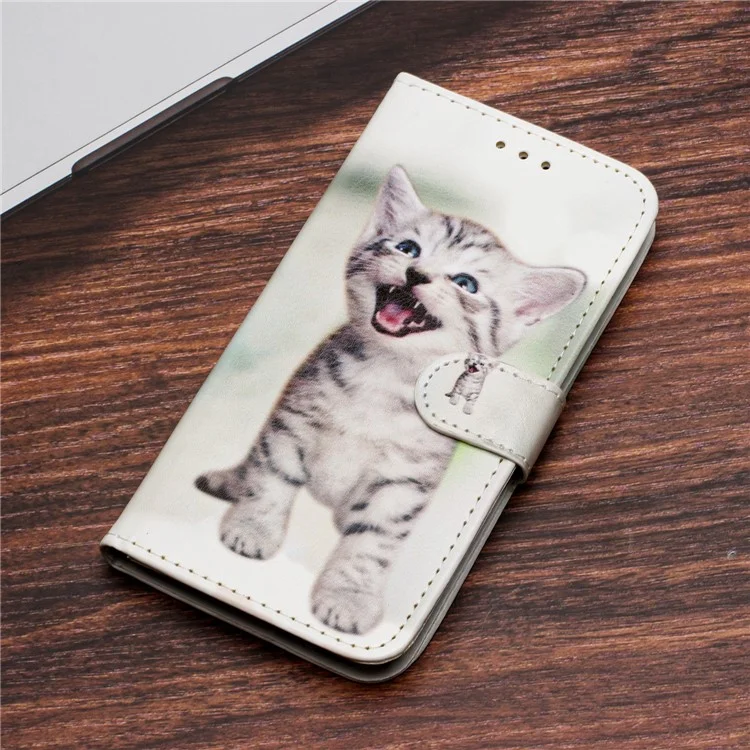 Per Samsung Galaxy A32 5G Custodia in Pelle PU con Supporto per Modello di Stampa a Portafoglio Flip Phone Case - Happy Cat