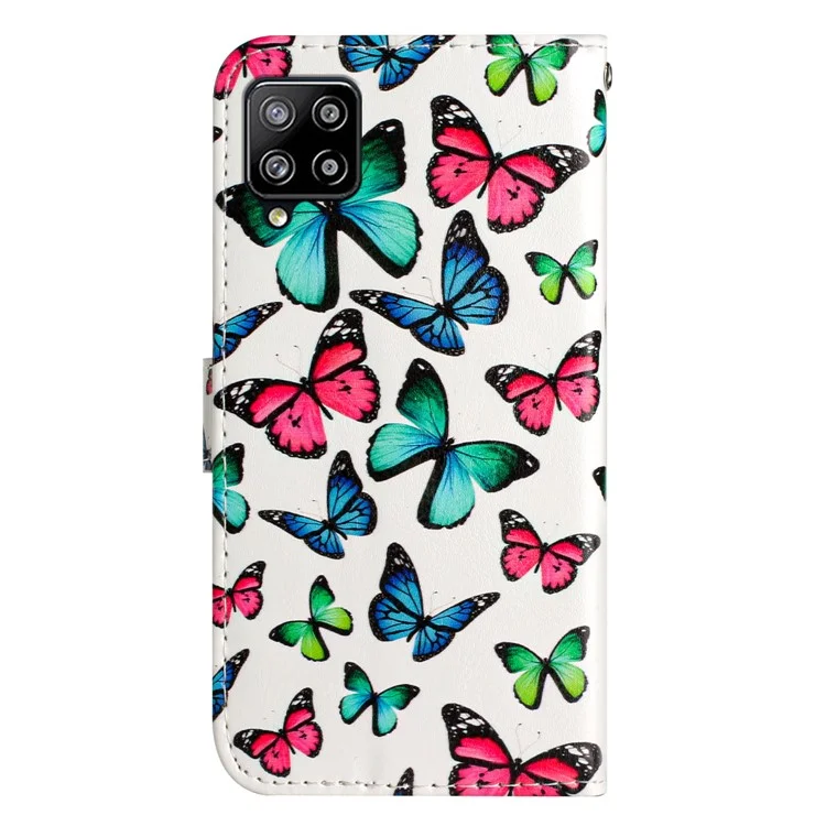 Pattern Printing Phone Case for Samsung Galaxy A22 4G (EU Version) , Leather Folding Stand Wallet Cover - Colorful Butterfly