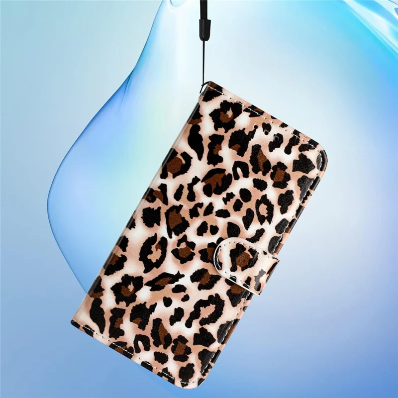 For Samsung Galaxy A32 4G (EU Version) Pattern Printing Shockproof Phone Case Leather Wallet Flip Stand Shell - Leopard Print