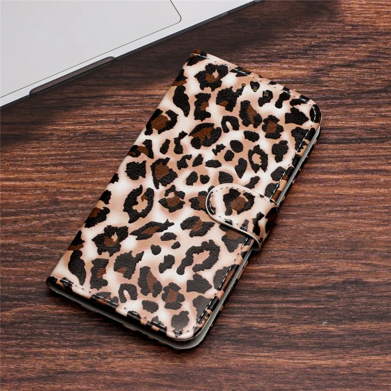 For Samsung Galaxy A32 4G (EU Version) Pattern Printing Shockproof Phone Case Leather Wallet Flip Stand Shell - Leopard Print