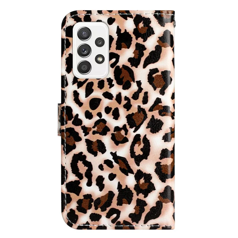 For Samsung Galaxy A32 4G (EU Version) Pattern Printing Shockproof Phone Case Leather Wallet Flip Stand Shell - Leopard Print