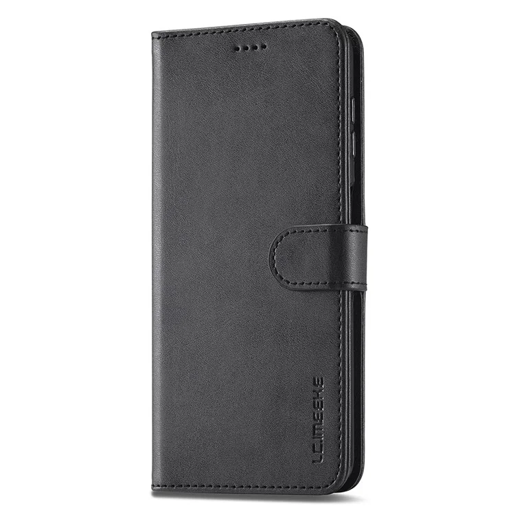 LC.IMEEKE For Samsung Galaxy A24 4G (162.1 x 77.6 x 8.3mm) Calf Texture Leather Phone Case Wallet Stand Mobile Phone Cover - Black