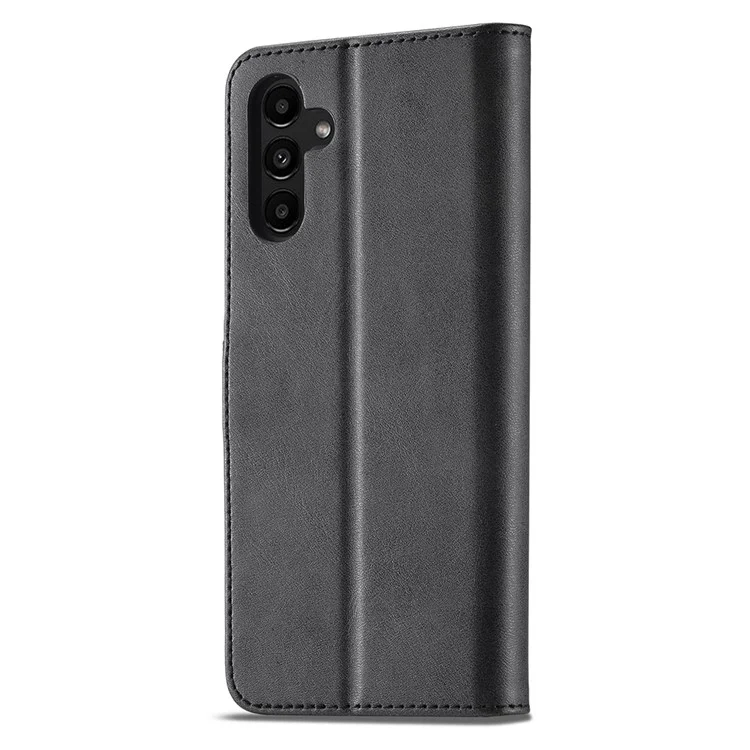 LC.IMEEKE For Samsung Galaxy A24 4G (162.1 x 77.6 x 8.3mm) Calf Texture Leather Phone Case Wallet Stand Mobile Phone Cover - Black