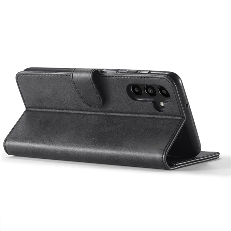 LC.IMEEKE For Samsung Galaxy A24 4G (162.1 x 77.6 x 8.3mm) Calf Texture Leather Phone Case Wallet Stand Mobile Phone Cover - Black
