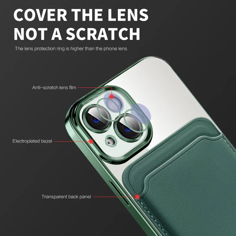 Per iPhone 13 6.1 pollici Custodia telefonica TPU + PC Anti-caduta Copertura magnetica con tasca per scheda - Verde scuro