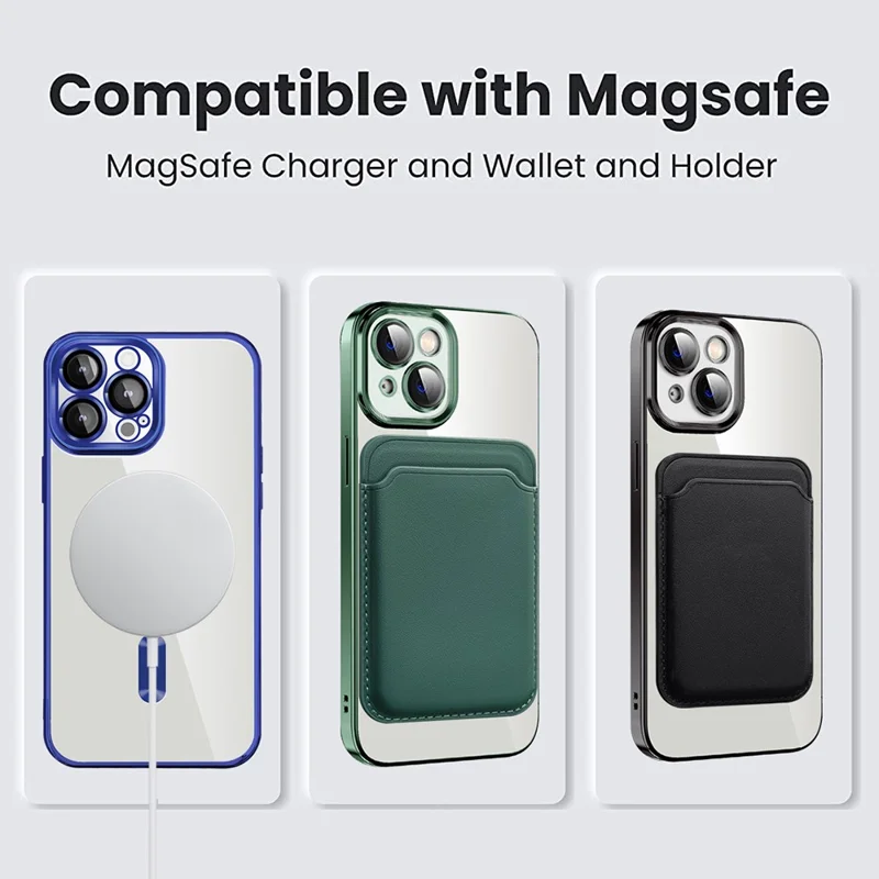 Per iPhone 13 6.1 pollici Custodia telefonica TPU + PC Anti-caduta Copertura magnetica con tasca per scheda - Verde scuro