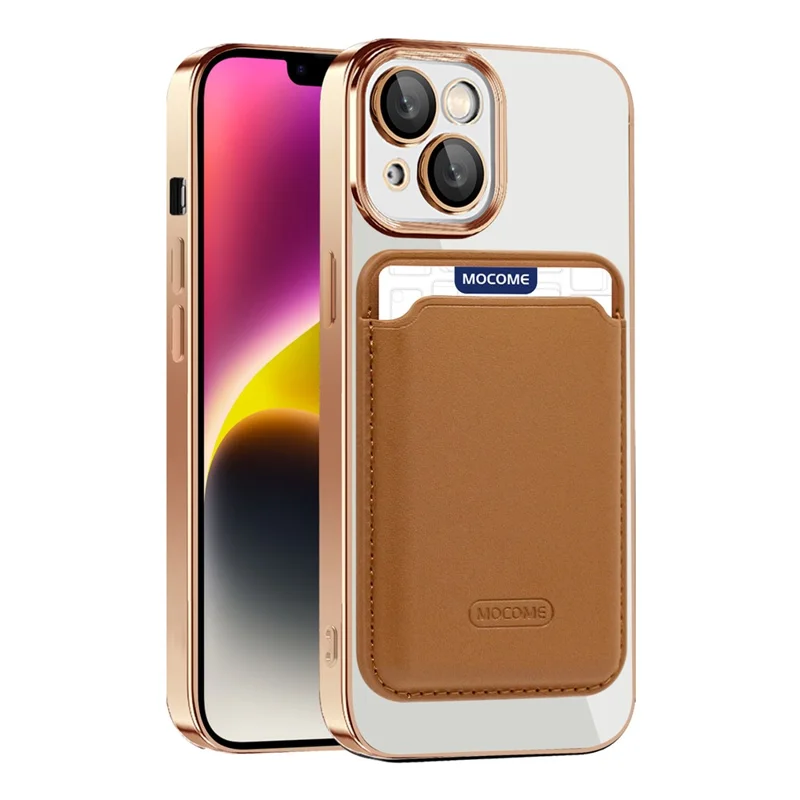 För iPhone 14 Magnetisk bakplatta med skydd mot fall, TPU + PC mobilskal med kortficka - Lila