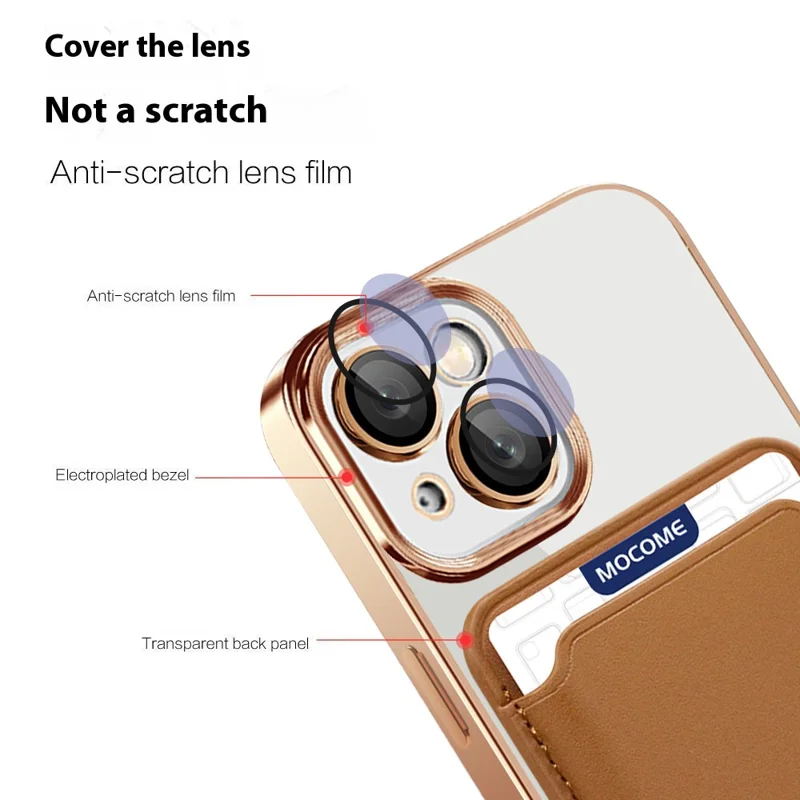 För iPhone 14 Magnetisk bakplatta med skydd mot fall, TPU + PC mobilskal med kortficka - Lila