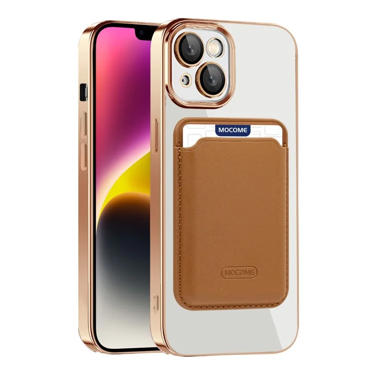 For iPhone 14 Plus TPU + PC Mobile Case Anti-scratch Magnetic Cover with Card Bag - Blackish Green