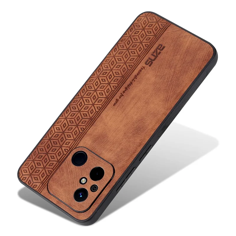 AZNS For Xiaomi Redmi 11A 4G / 12C 4G Phone Case Imprinted Leather Coated TPU Protective Phone Cover - Brown