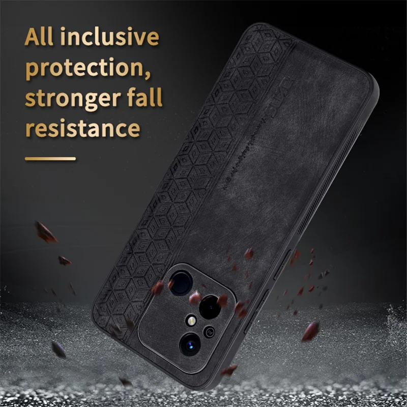 AZNS For Xiaomi Redmi 11A 4G / 12C 4G Phone Case Imprinted Leather Coated TPU Protective Phone Cover - Brown