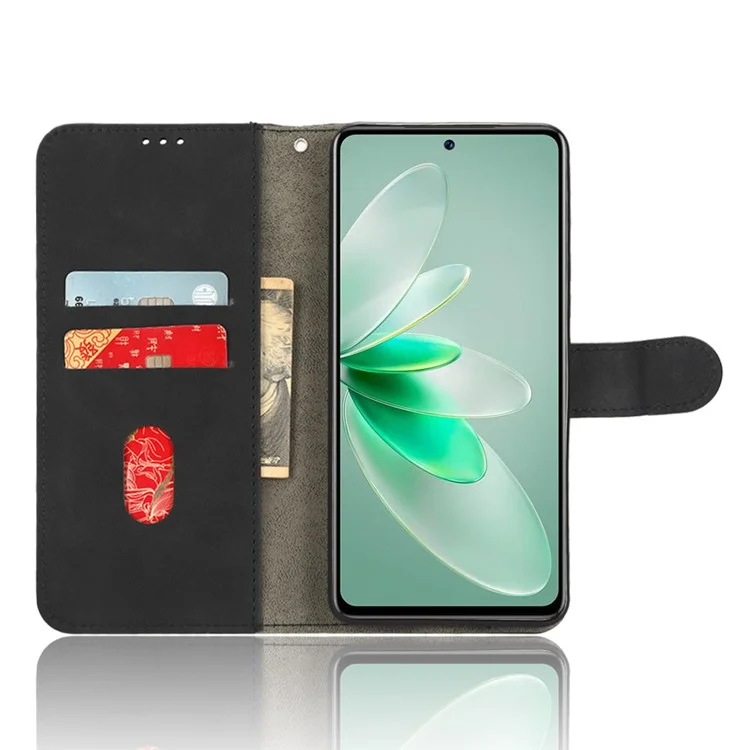 Для vivo S16e 5G PU Leather Phone Stand Case Drop-proof Cell Phone Wallet Cover - Black