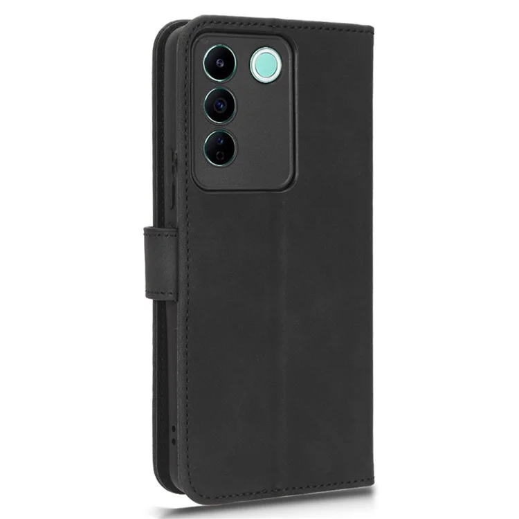 Для vivo S16e 5G PU Leather Phone Stand Case Drop-proof Cell Phone Wallet Cover - Black