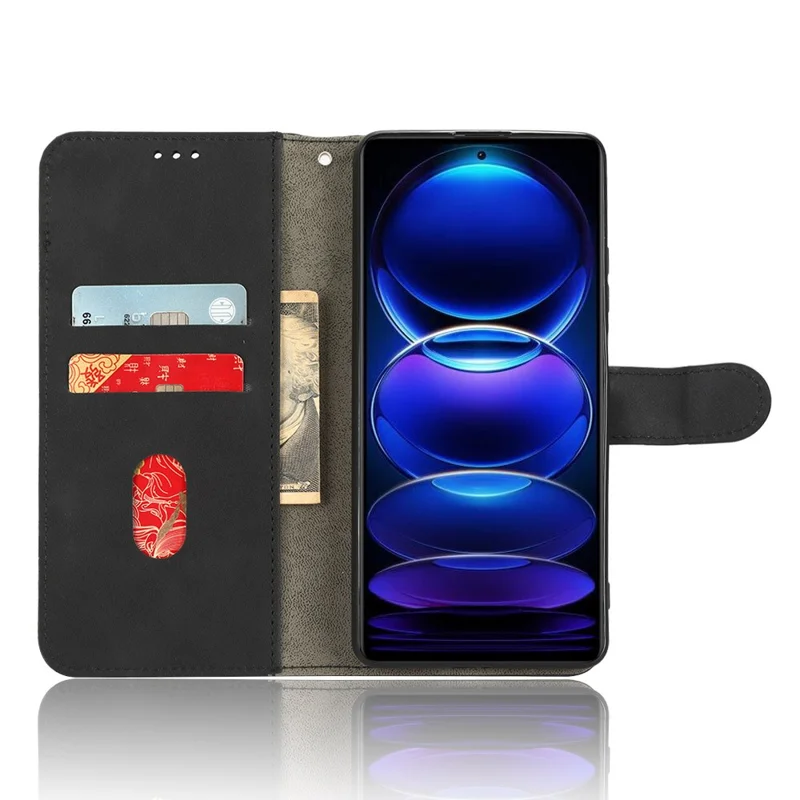 For Xiaomi Redmi Note 12 Pro+ 5G Phone Wallet Case PU Leather Phone Stand Cover - Black