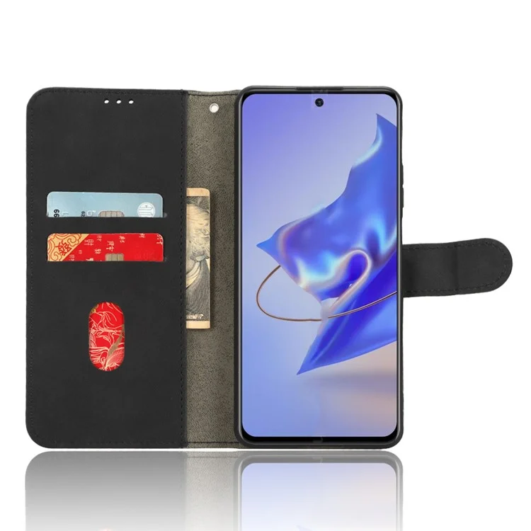Per ZTE Blade V40 Pro Stand Wallet Leather Phone Case Skin-touch Mobile Phone Cover - Nero