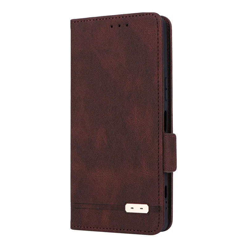 For Sony Xperia 1 V Stand Wallet Leather Phone Case Hardware Decor Protective Phone Cover - Coffee