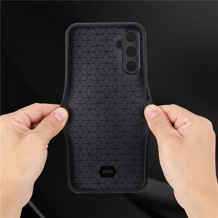 AZNS Para Samsung Galaxy A24 4G (162,1 x 77,6 x 8,3 mm) Capa de telefone anti-queda com textura impressa em couro PU + capa de telefone TPU - Marrom
