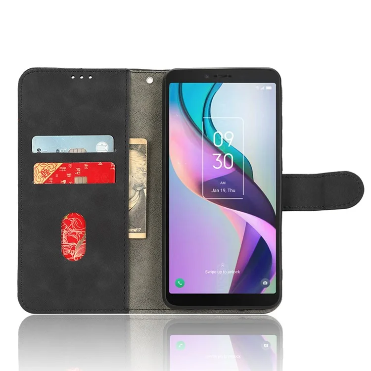 For TCL Ion X Stand Wallet  Leather Phone Case Full Protection Phone Cover - Black