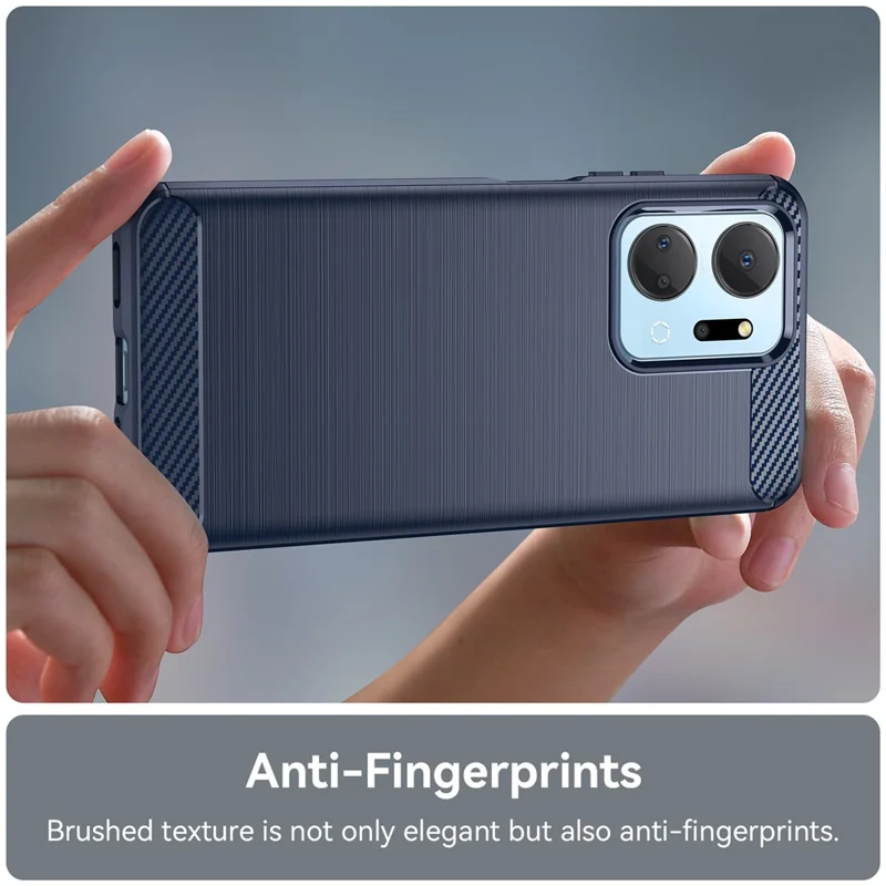 For Honor X7a 5G Soft TPU Phone Case Brushed Carbon Fiber Texture Protective Phone Cover - Blue