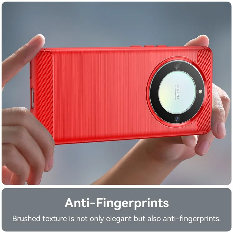 Para Honor X9a 5G / X40 5G / Magic5 Lite 5G Textura de Fibra de Carbono Caso de TPU do Telefone Capa de Telefone Escovada - Vermelho