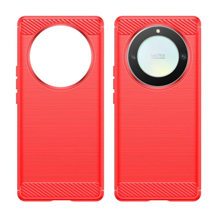 Para Honor X9a 5G / X40 5G / Magic5 Lite 5G Textura de Fibra de Carbono Caso de TPU do Telefone Capa de Telefone Escovada - Vermelho